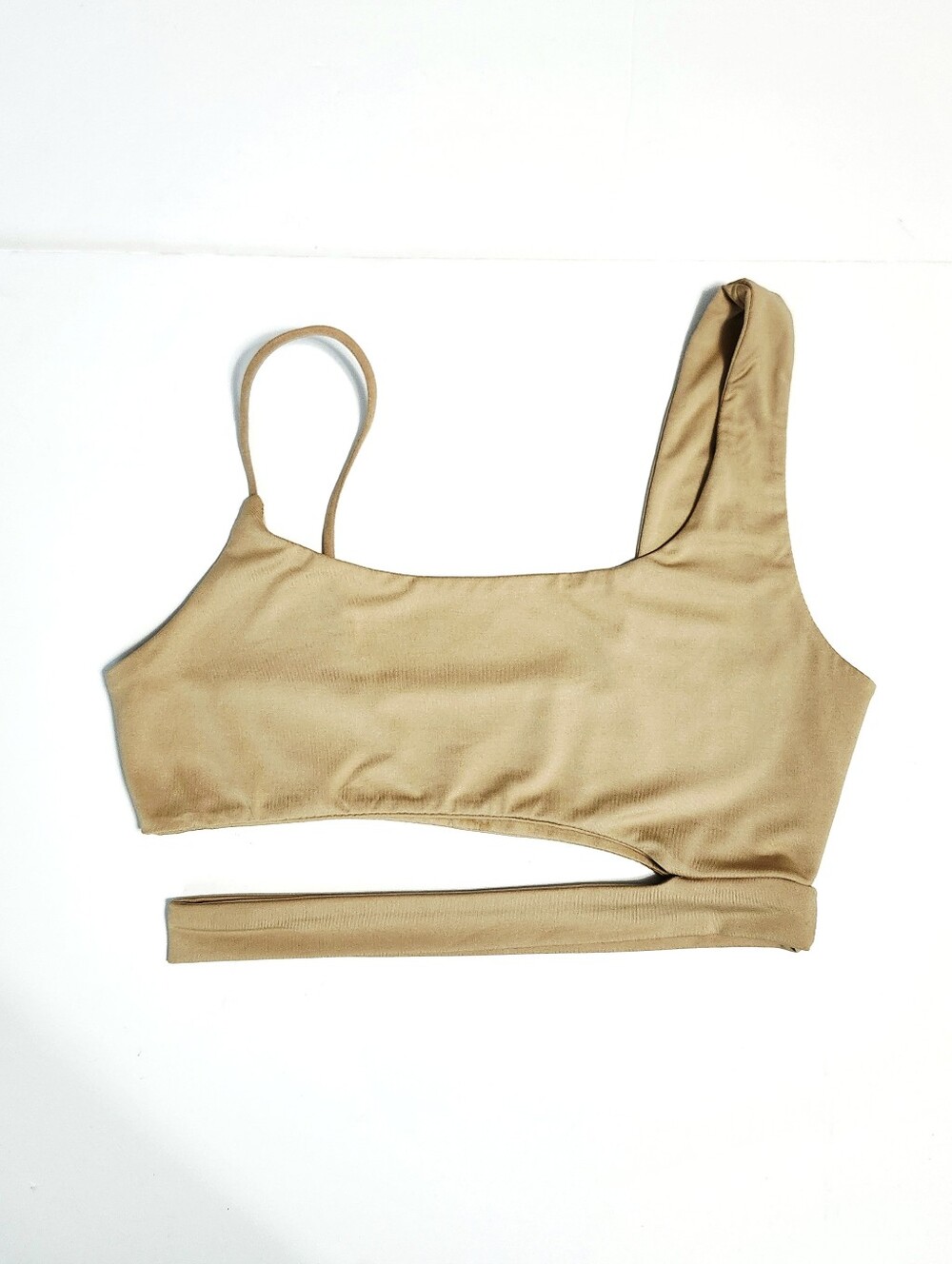 Asymmetrical Beige Crop Bralette Top size S - Picture 7 of 7